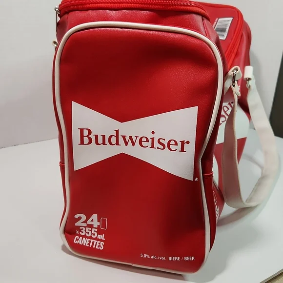 Faux Leather Red Budweiser Soft-sided Cooler Bag - Picture 4 of 12